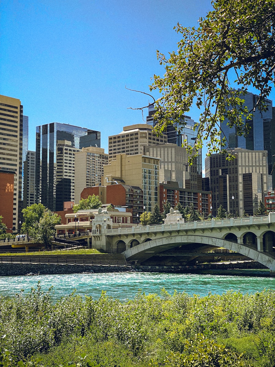 white bridge over river near high rise buildings during daytime